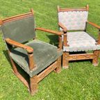 Twee Antieke Groene Fauteuils thumbnail 15