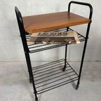 1x Vintage Bijzettafel/70’s Trolley In Teak thumbnail 2