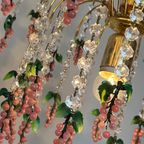 Vintage Grote Murano Kristallen Roze Druiven Kroonluchter Teardrop Frame thumbnail 3