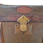 Les Hirondelles Bruxelles - Steamer Trunk With Compartments - Mounted On Wheels - Leather Handles thumbnail 8