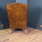 Cognackleurige Chesterfield Wingback Fauteuil (2x) thumbnail 11