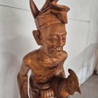 Groot Balinees Beeld Man Met Haan Bali Hout 105 Cm thumbnail 4