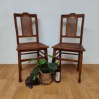 Vintage Houten Café Stoelen, Bistrostoelen, Eetkamerstoelen Set Prijs thumbnail 6