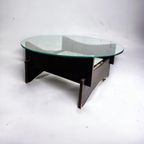 Vintage Ronde Salontafel Met Glas & Hout & Tegels thumbnail 4