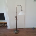Vintage - Vloerlamp - Staande Lamp - Koper - Opaline Kap thumbnail 7