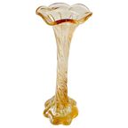 Vintage Murano Gedraaid Vaasje Zalmroze Iriserend Glas thumbnail 3