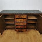 Vintage Art Deco Dressoir Wandkast Ladekast Badkamermeubel Met Marmer Blad thumbnail 7