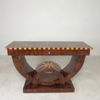 Art Deco Stijl Consoletafel Met Verschillende Soorten Ingelegd Hout thumbnail 5