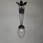 Art Deco Hanglamp Met Zeshoekige Glazen Kap, Jaren 30 thumbnail 6