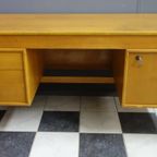 Large Blonde Wood Desk 1960S thumbnail 2