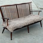 Vintage Houten Bankje Jaren 60 Hout Design Sofa Retro thumbnail 24