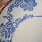 Mooi Japans Sierbord (arita) Met Kraanvogels - Blauw Met Wit thumbnail 4