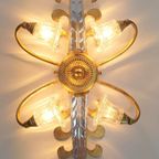 2 Vintage Banci Wandlamp Bloem Murano Goud Regency Italy '70 thumbnail 9