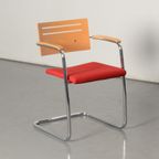 Lande Vergaderstoel, Beuken / Rood, Sledeframe thumbnail 2