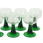 Set Van 9 Vintage Luminarc Roemer Wijnglazen Groene Geribbelde Voet thumbnail 10