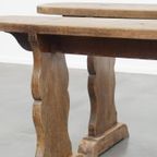 Geweldige Set Van 2 Antieke Franse Banken Voor Aan De Eettafel Met Een Prachtig Patina thumbnail 8