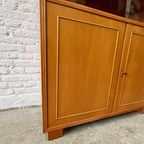 Vintage Hoge Kast - Licht Hout - Met Vitrine En Deurtjes thumbnail 8