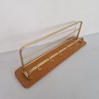 Vintage Jaren 60 Kapstok. Hout En Verguld Aluminium. thumbnail 4