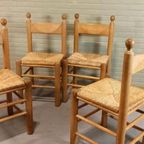 Set Van 4 Vintage Charles Dudouyt Stijl Eetkamerstoelen thumbnail 3