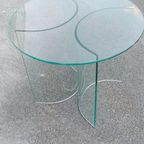 Vintage Postmodern Glazen Bijzettafel, Rond thumbnail 10