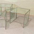 Vintage Glas En Chrome Mimiset Nesting Tables thumbnail 20