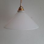 Vintage Driehoek Opaal Opaline Melkglas Wit Hanglamp Glas thumbnail 9