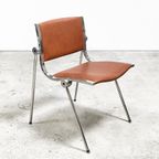 Vintage Italiaanse Vaghi 601 Linea Uno Arch Stoel Opnieuw Bekleed Met Leer. thumbnail 6
