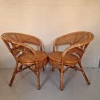 Een Paar Vintage Boho Stijl Rotan Webbing Fauteuils. thumbnail 4