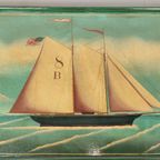 Vintage Beschilderd Paneel Met Schip thumbnail 3
