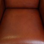 Statige, Luxe Set Van 4 Cognac Kleurige Rundleren Art Deco Design Fauteuils thumbnail 8