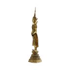 Grote Antieke Staande Bronzen Boeddha 24 Karaat Goud Rattanakosin 63Cm thumbnail 7