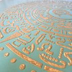 Salontafel In Turquoise Met Goud Patronen thumbnail 4