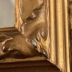 Rechthoek Gouden Vintage Spiegel Uit Italie, Open Bewerkte Rand. thumbnail 4