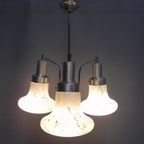 Vintage Hanglamp Met 3 Gewolkte Glazen Kappen thumbnail 3