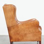 Karaktervolle Schapenleren Oorfauteuil/ Armchair Met Een Tijdloos Design En Zwarte Biezen thumbnail 3