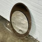 Italiaanse Vintage Ovale Spiegel Met Taupe Getint Glas thumbnail 3