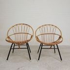 Set Van 2 Rotan, Bamboe Kinder Stoelen Rohe Noordwolde, Jaren 50 thumbnail 6