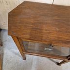 Antiek Theekastje Met Geslepen Glas Vintage Vitrinekast thumbnail 14