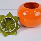 Vintage Oranje Sinaasappel Terrine / Punch Bowl Keramiek '60 thumbnail 9