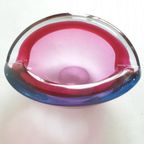 Vintage Murano Glas Asbak Roze Blauw thumbnail 5