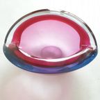 Vintage Murano Glas Asbak Roze Blauw thumbnail 3