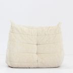Vintage Togo Ligne Roset Fauteuil Velours Beige thumbnail 9