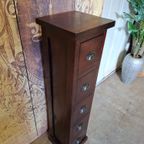 Teakhouten Ladekast , Apothekerskastje, Afm. 27x27cm En 109cm Hoog. thumbnail 4