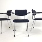 3 Gispen 1235 Stoelen Nieuw Gestoffeerd Zwarte Ploegstof Wol thumbnail 3