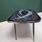 Vintage Houten Tafel Met Mozaïek Print . Aluminium Poten thumbnail 9