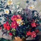 Leo Pringels (1901-1992) “Stilleven Met Bloemen”. thumbnail 6