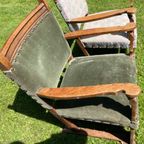 Twee Antieke Groene Fauteuils thumbnail 9