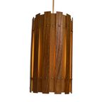 Ca. 1960’S Ceiling Fixture - Scandinavian Design - Teak Wood Multiplex Cilinder And Matching Ceil thumbnail 7