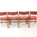 8 Vintage Deense Erik Buch Stoelen | Nieuw Gestoffeerd Roze thumbnail 11