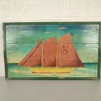 Vintage Beschilderd Paneel Met Schip thumbnail 5